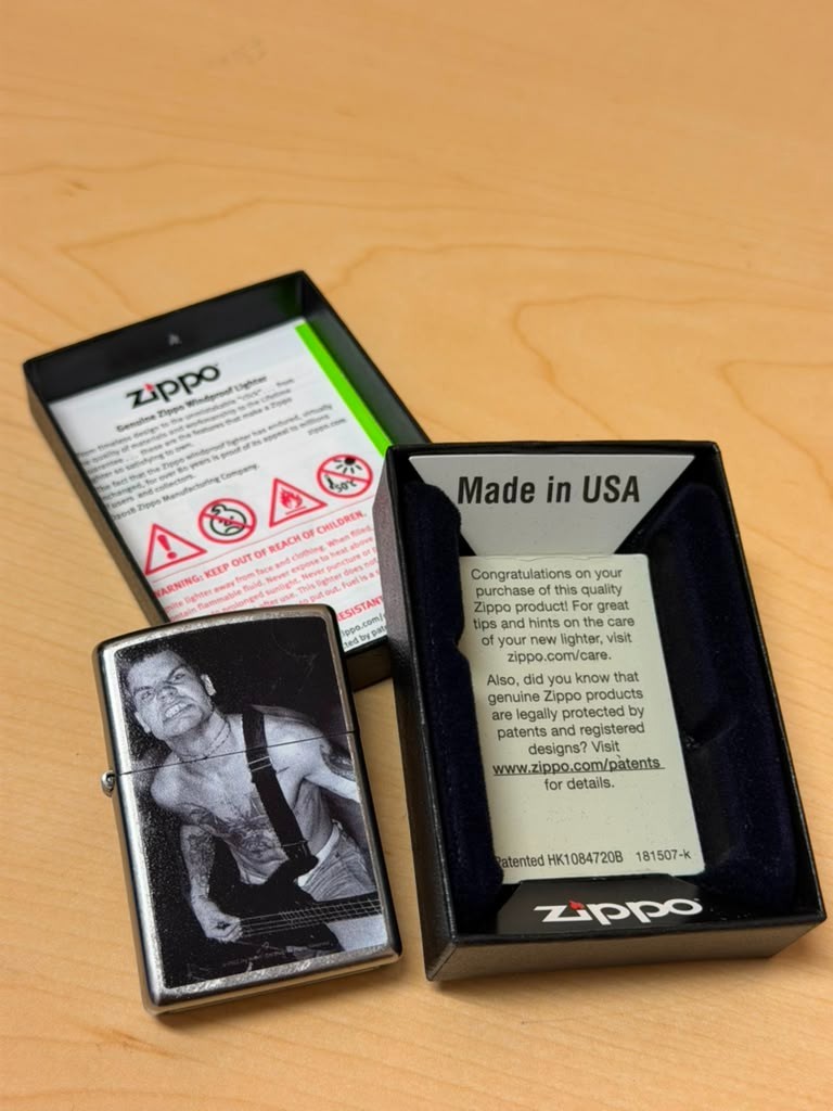 Zippo 181507-K Brushed Chrome Musician Bass Player Photo Lighter NIB USA