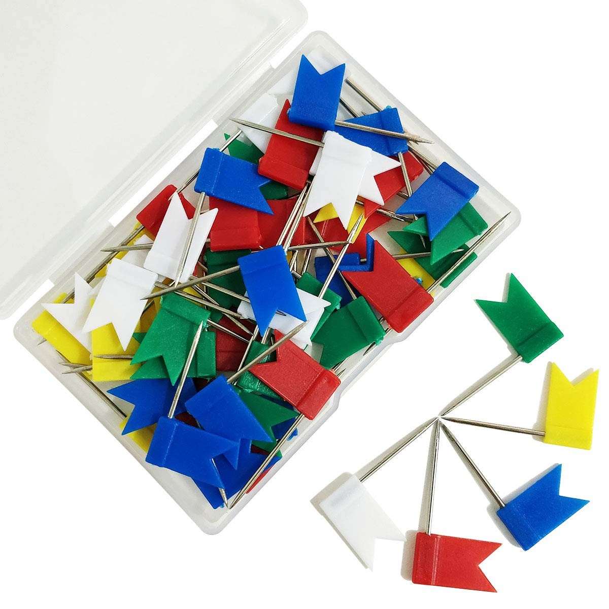 60 Pieces Multi-Color Flag Travel 0.7 x 1.3 inch, Yellow,blue,white,green,red