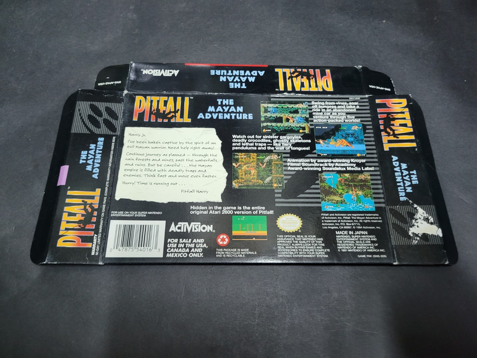 BOX ONLY PITFALL THE MAYAN ADVENTURE BOX ONLY AUTHENTIC