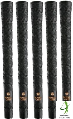 Royal Grip V Sand Wrap Golf Grips Standard Core .600" Round Black-Set 5