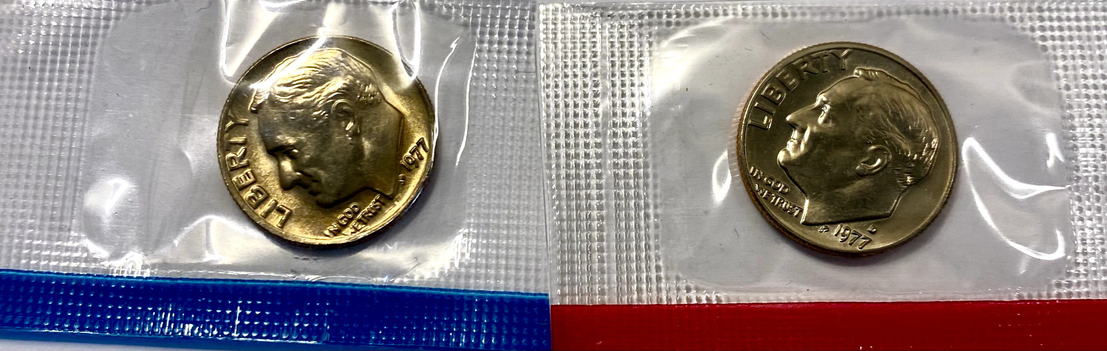 1977 P & D Roosevelt Dimes in Original U.S. Mint Set Cellophane