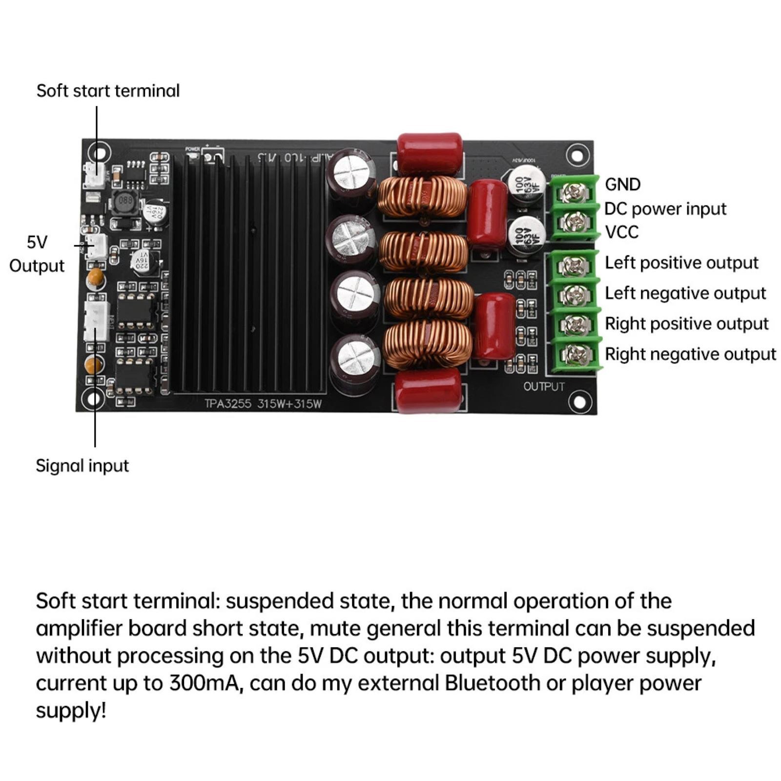 HiFi Amplifier Board Audio Module Maximum Output Power: 600W (300W x 2)