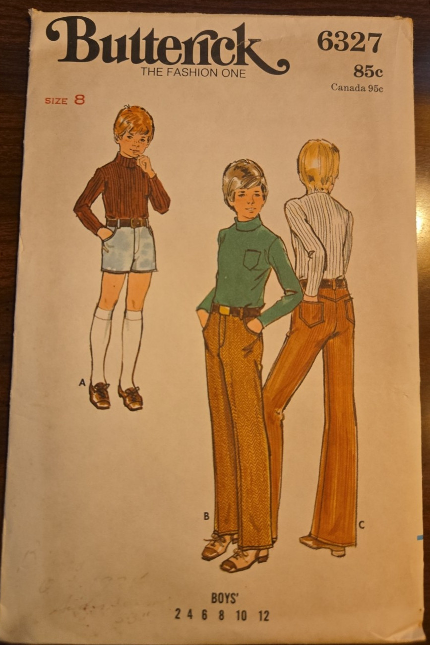 Butterick 6327 Boys Pants & Shorts Size 8 Vintage