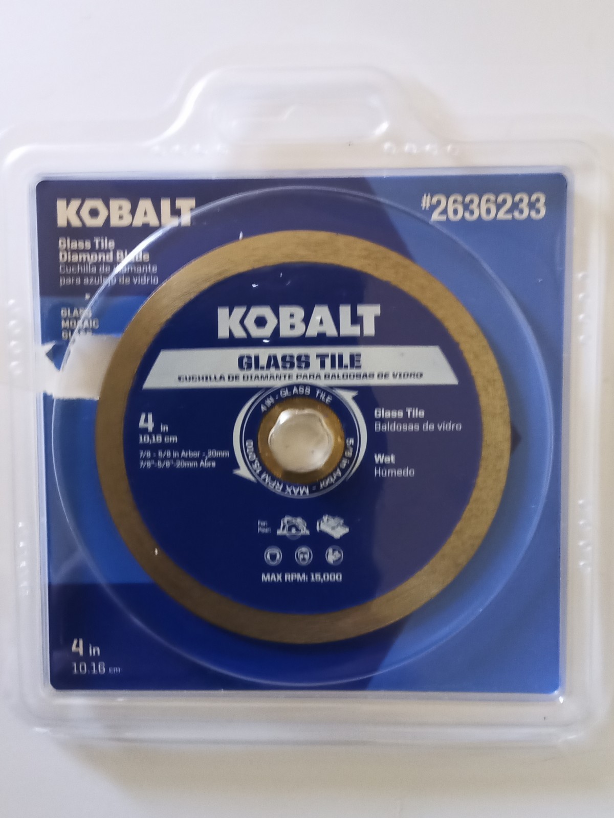 = Kobalt Glass Tile Diamond 4" Blade 2636233 Cuts Glass GL04 Glass NEW