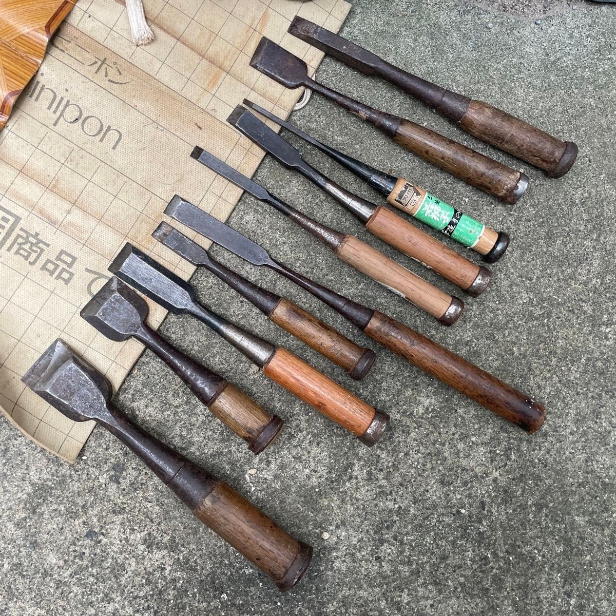 Chisel Nomi set of 10 Japanese Vintage Woodworking Tool Japan Lot  #104