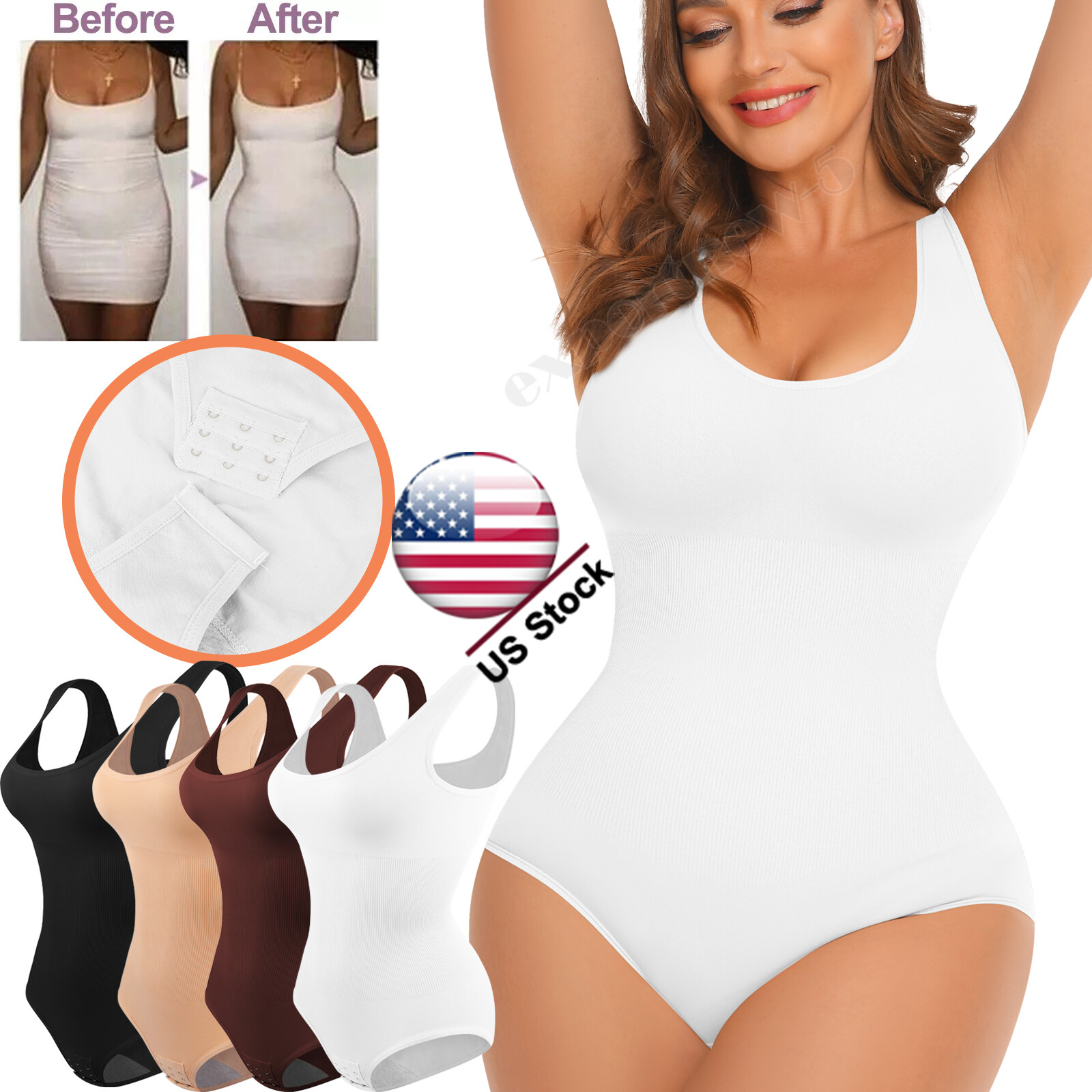 Women's Plus Size Tummy Control Full Body Shaping Slim Leotard Jumpsuit