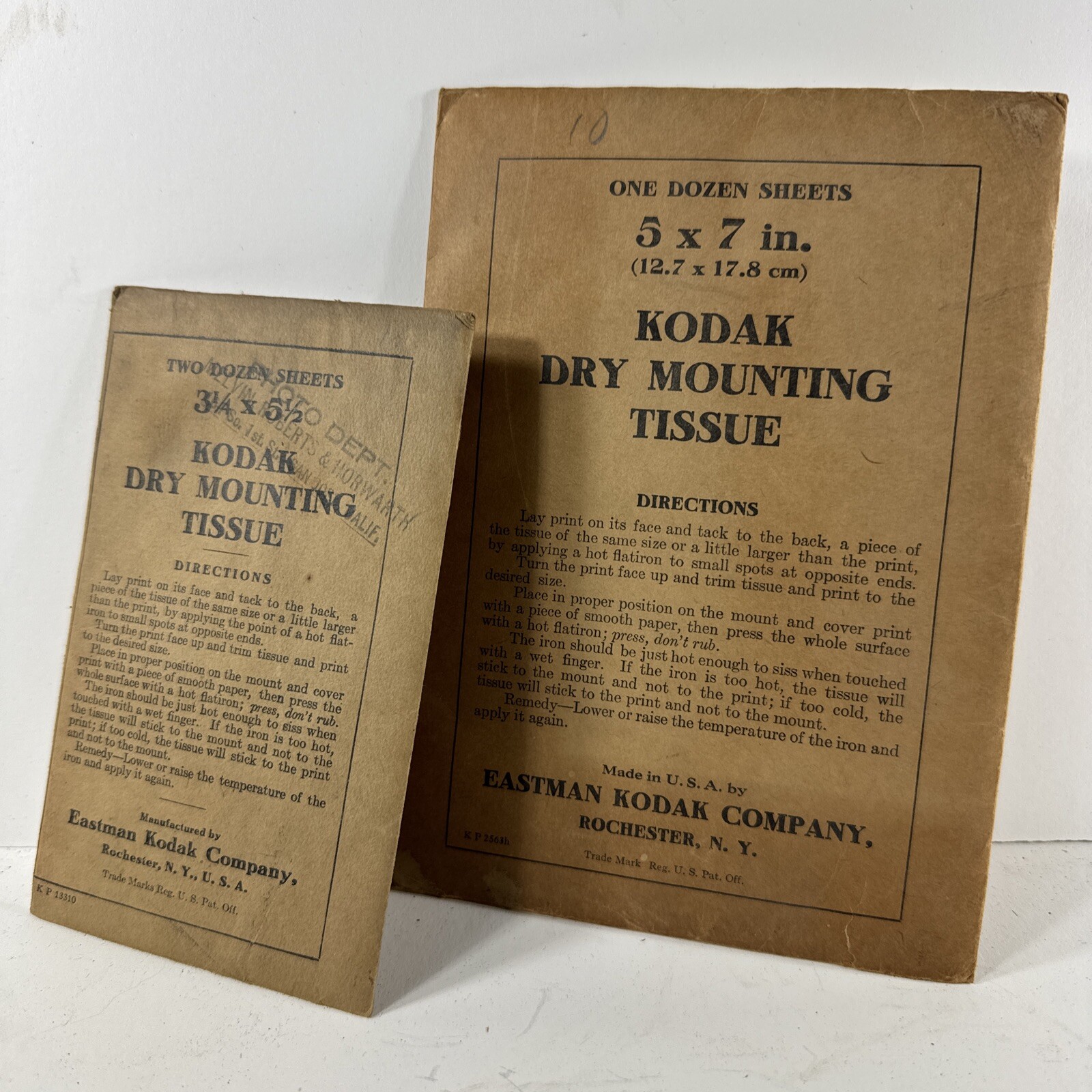 Early 1900s Eastman Kodak Dry Mounting Tissue 5x7 3.25x5.5 SEALED NEW OLD STOCK
