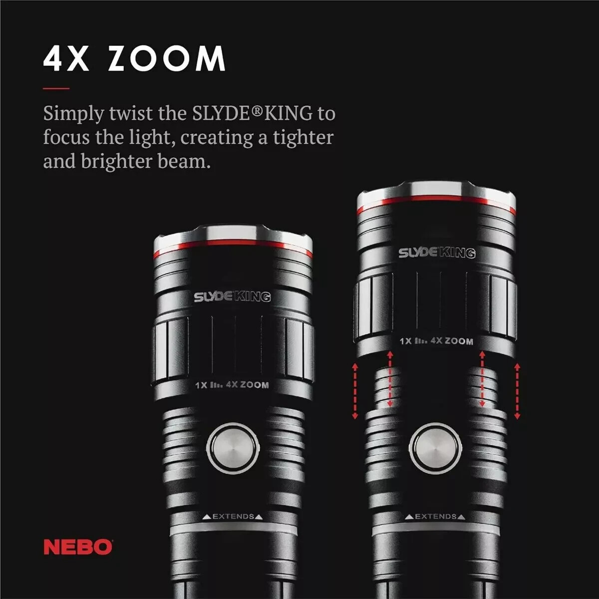 NEBO Slyde King Flashlight, Rechargeable LED Flashlight and Work Light, Bright