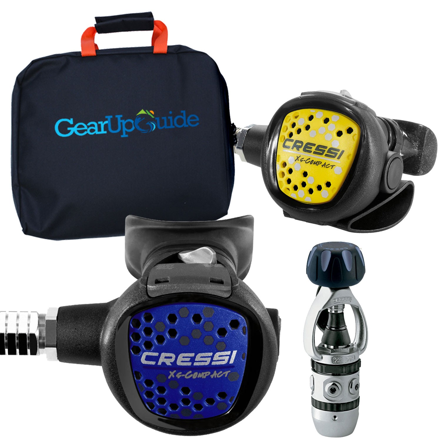 Cressi AC2 Compact Scuba Regulator Set w/ Gear up Guide Reg Bag