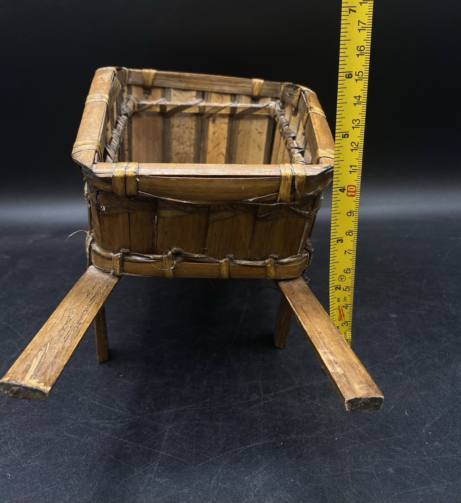 Wicker Wheelbarrow Cart Display Basket Plant Holder Vintage READ