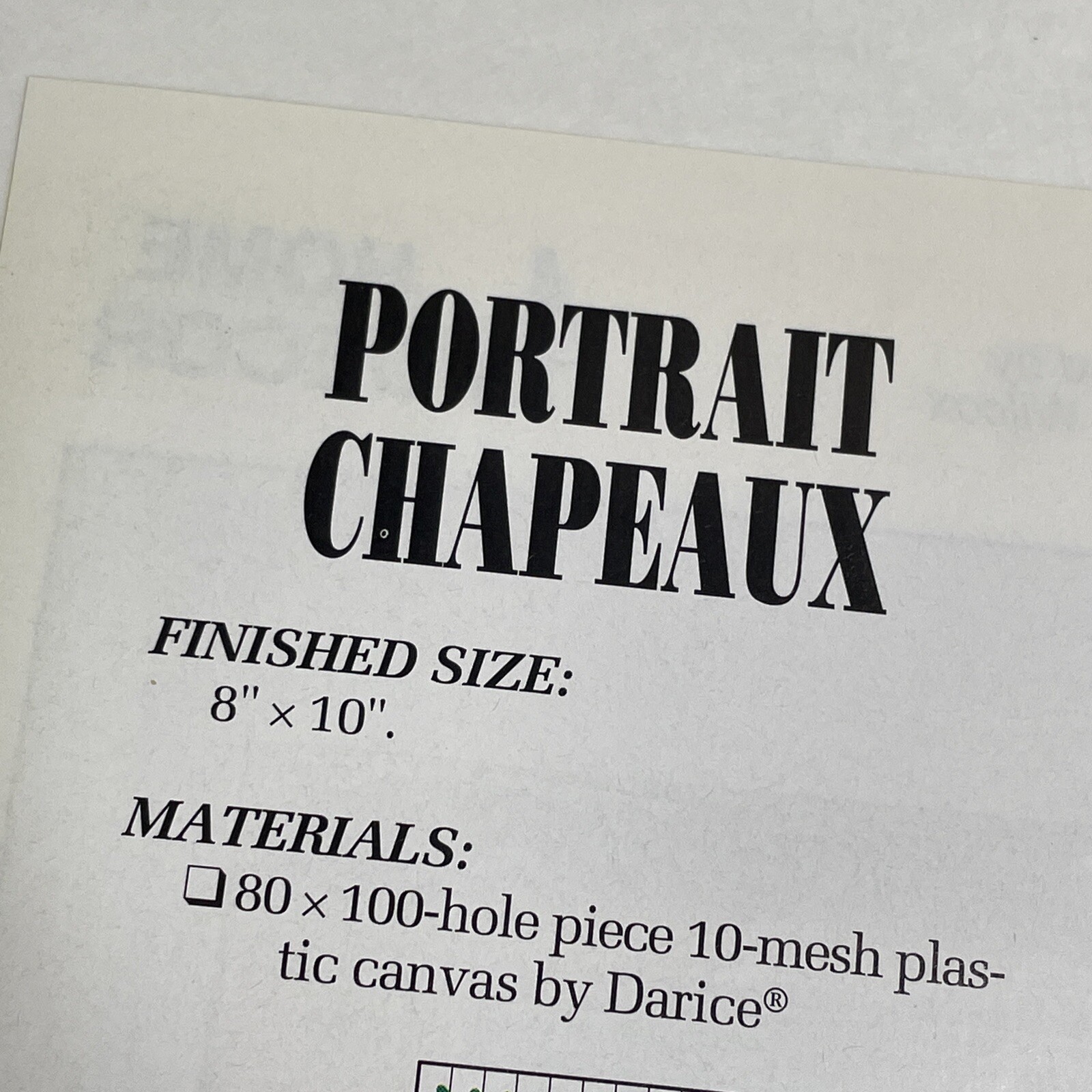 Portrait Chapeaux Hat Picture Annie's Plastic Canvas Pattern
