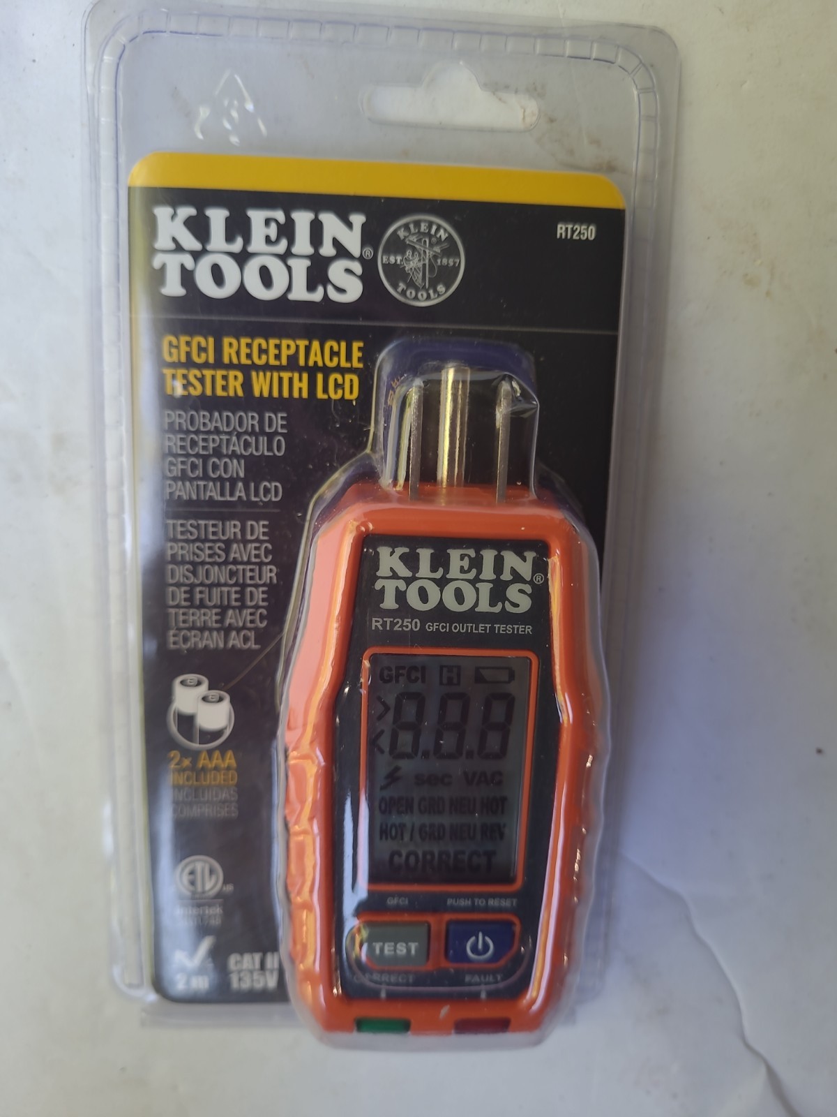 Klein Tools GFCI Electrical Outlet Tester with LCD Display