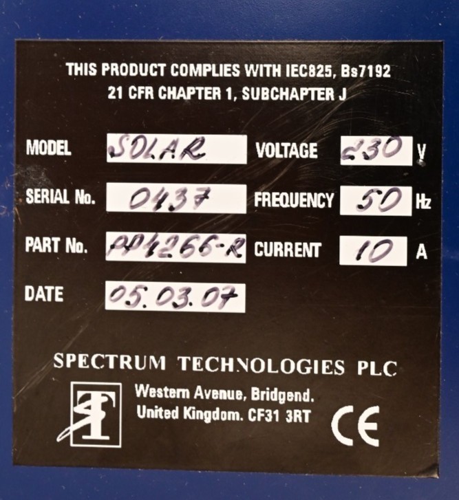 Spectrum Technologies Solar UV Laser Head PP4266-R Aerospace Wire Marking
