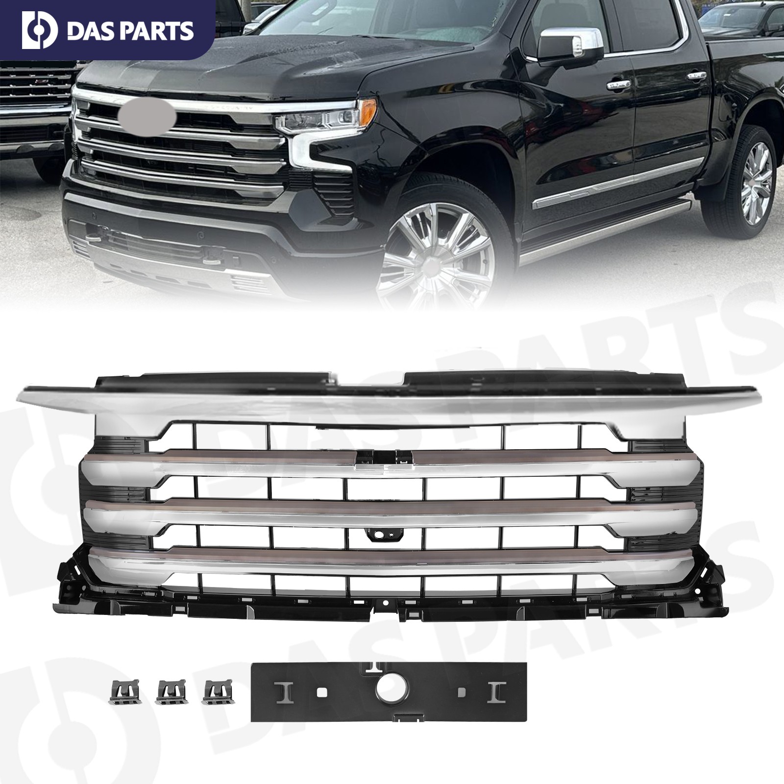 For 2022-2025 Chevy Silverado 1500 Front Bumper Grille Grill Chrome OE Style