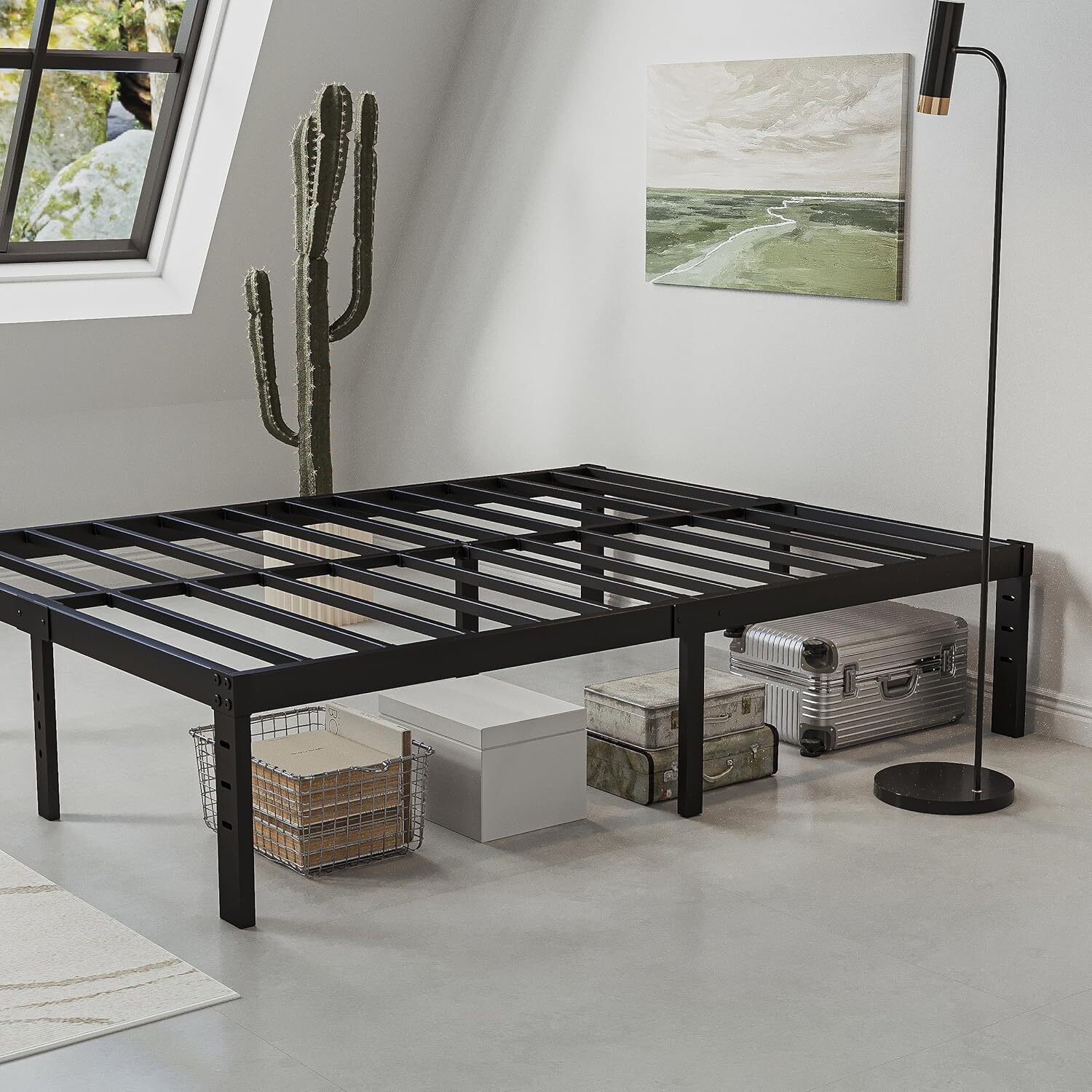 Bed Frame Queen 14 Inch Metal Platform Bed-Frame No Box Spring Needed Heavy Duty
