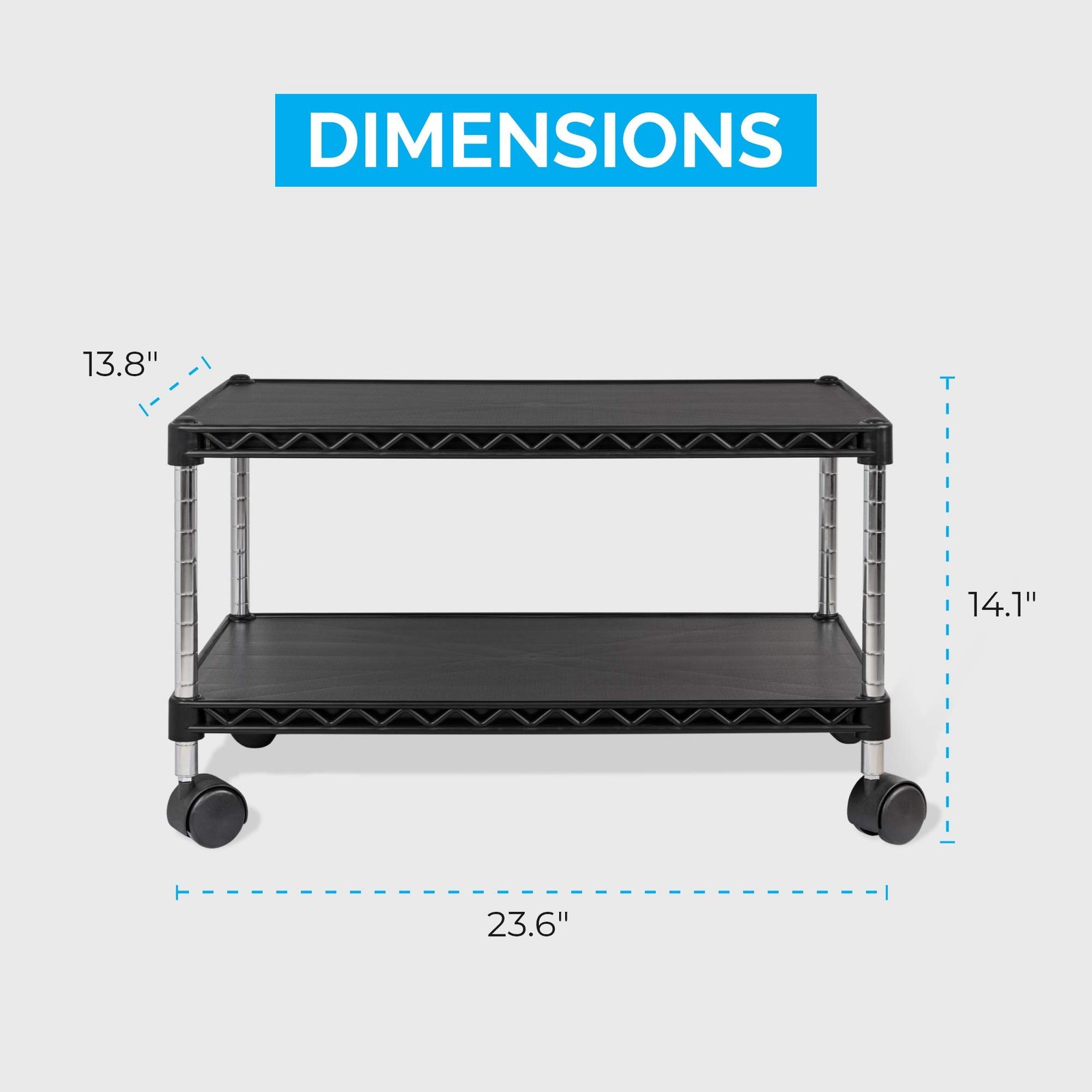 Under Desk Printer Stand with Storage 24" X 14", Printer Cart, Small Printer ...