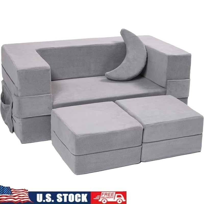 Kids Play Sofa Transformable Couch Soft Durable Removable Cover Fun Playroom New