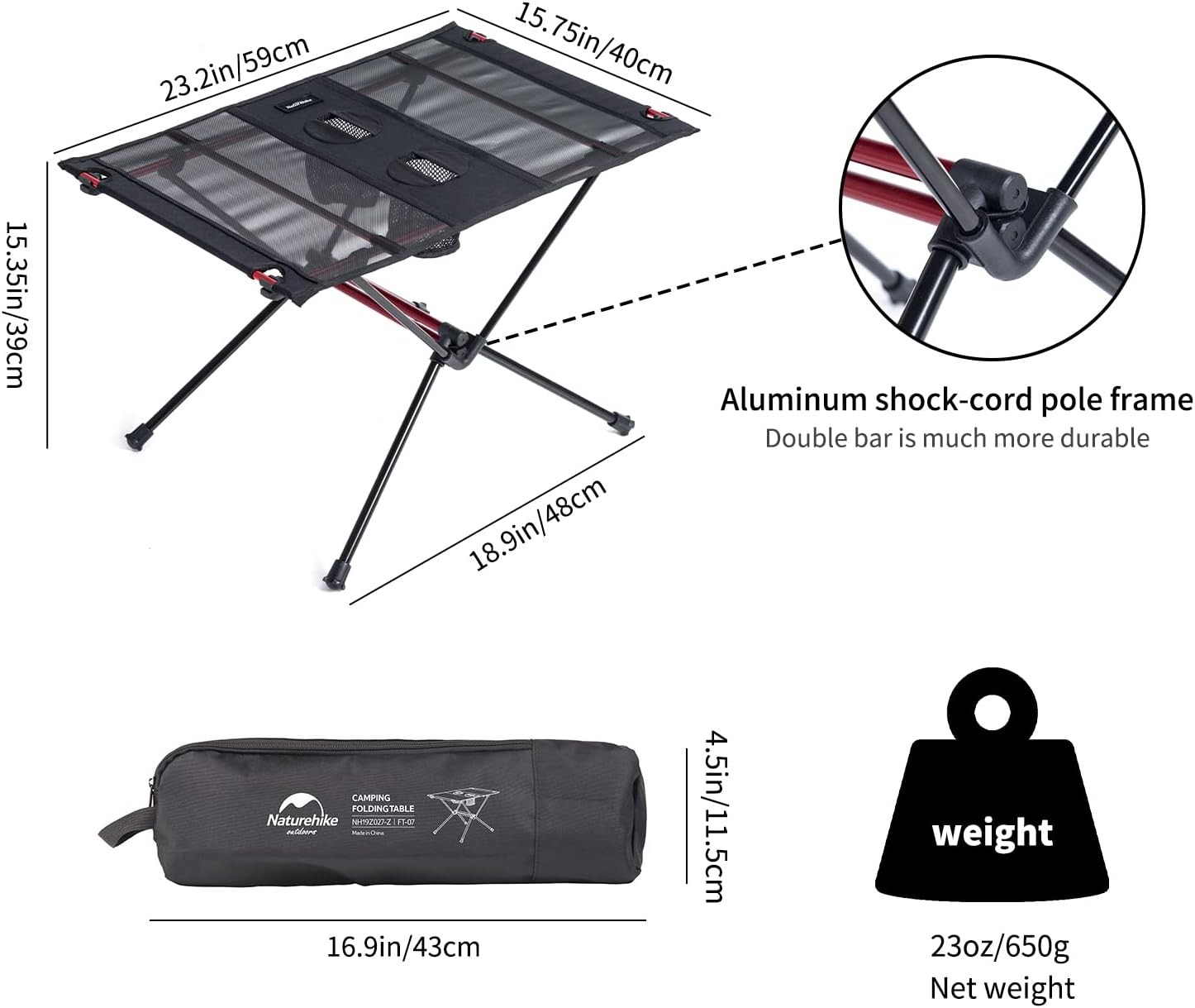 Ultralight Portable Folding Camping Table, 1.6 lbs Compact Outdoor Table