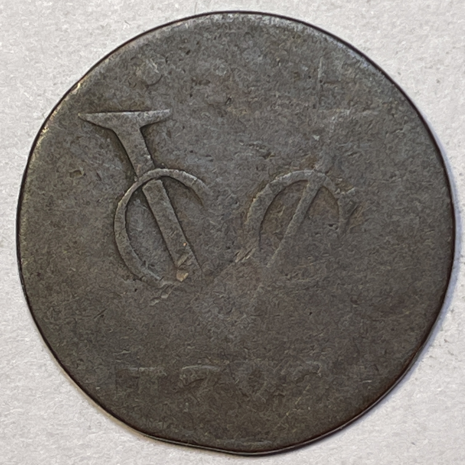 1792 Dutch Netherlands Colonial VOC Penny Almost Good AG Coin #20458