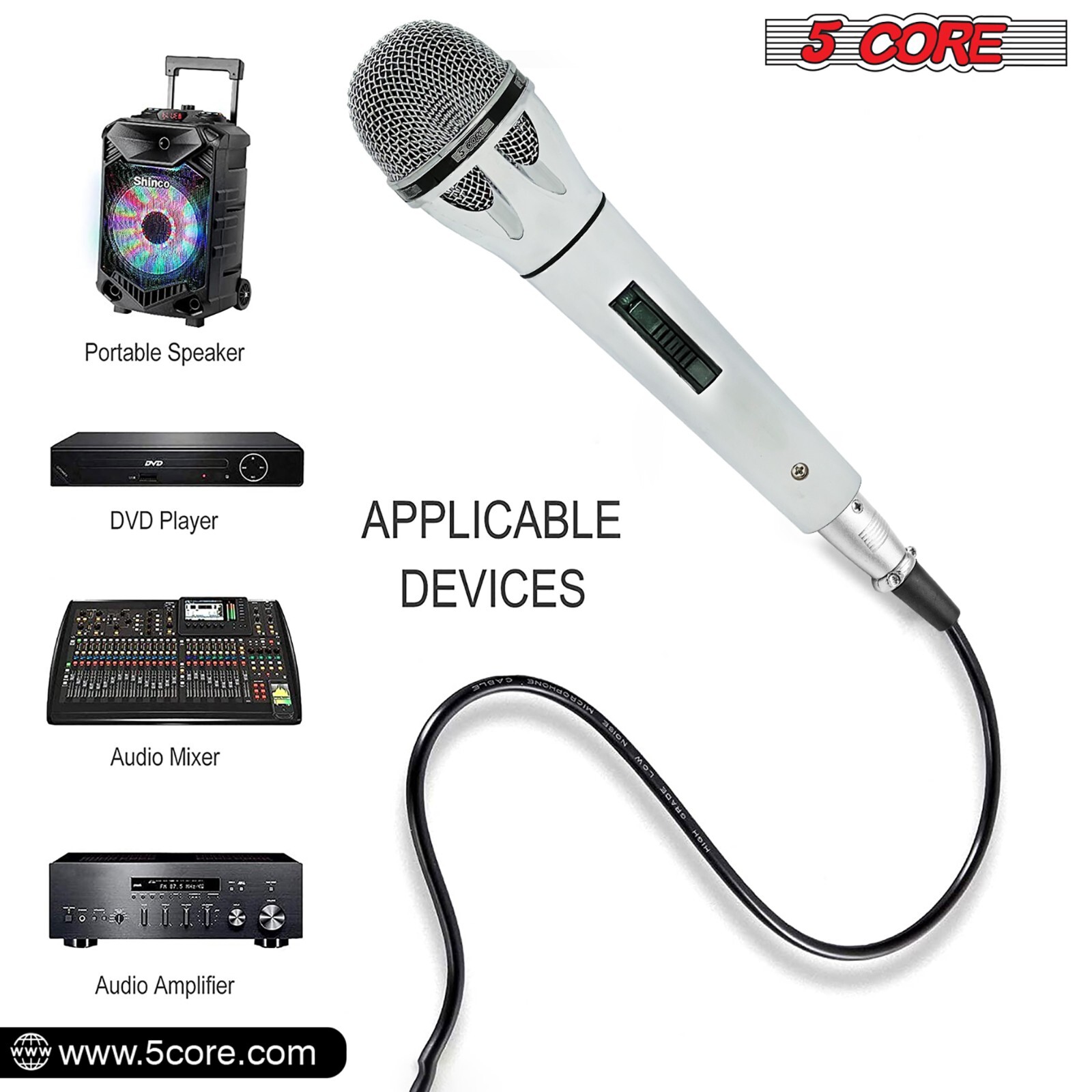 5Core Premium Vocal Dynamic Cardioid Handheld Microphone Unidirectional Mic