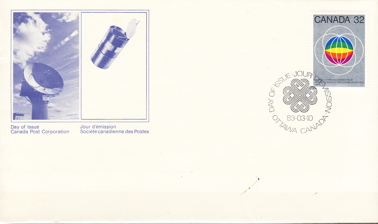 W CANADA 976 FDC WORLD COMMUNICATOINS YEAR