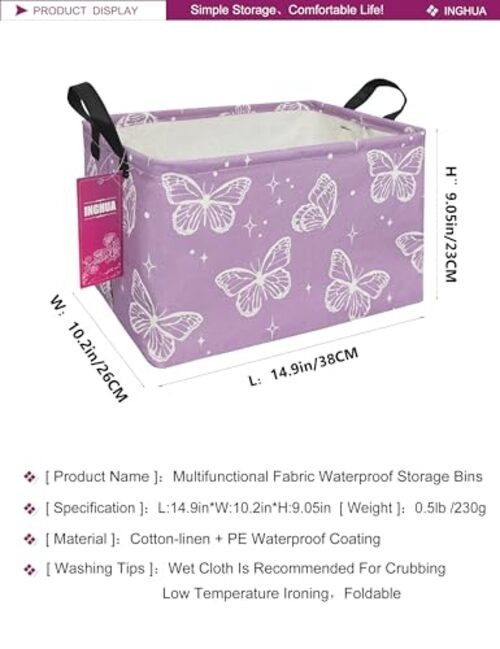 Rectangular Storage Basket Fabric Organizer Bin for Rec-butterfly
