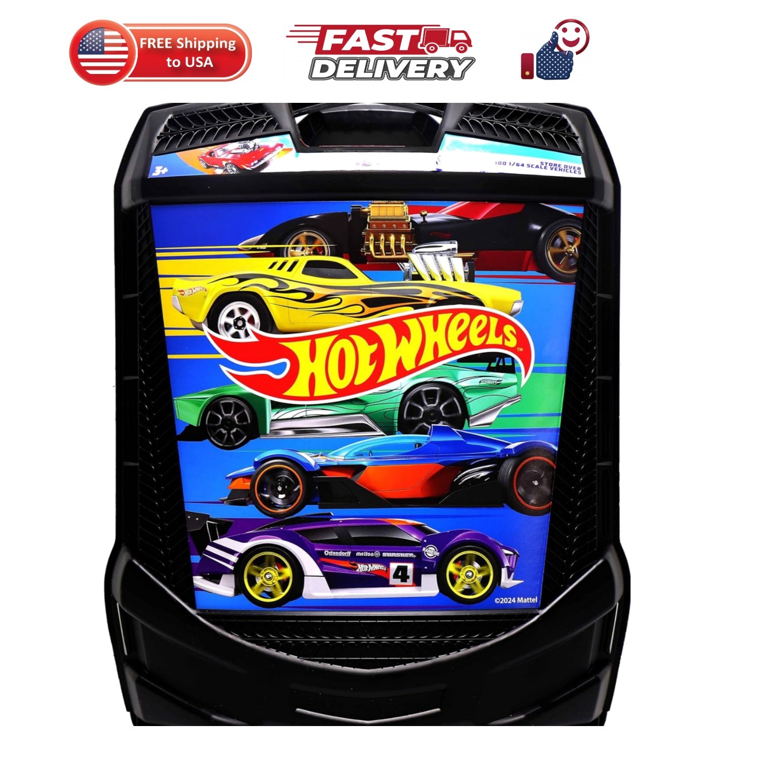 Hot Wheels 100-Car Storage Case – Large Capacity Organizer for 1:64 Die-Cast ...