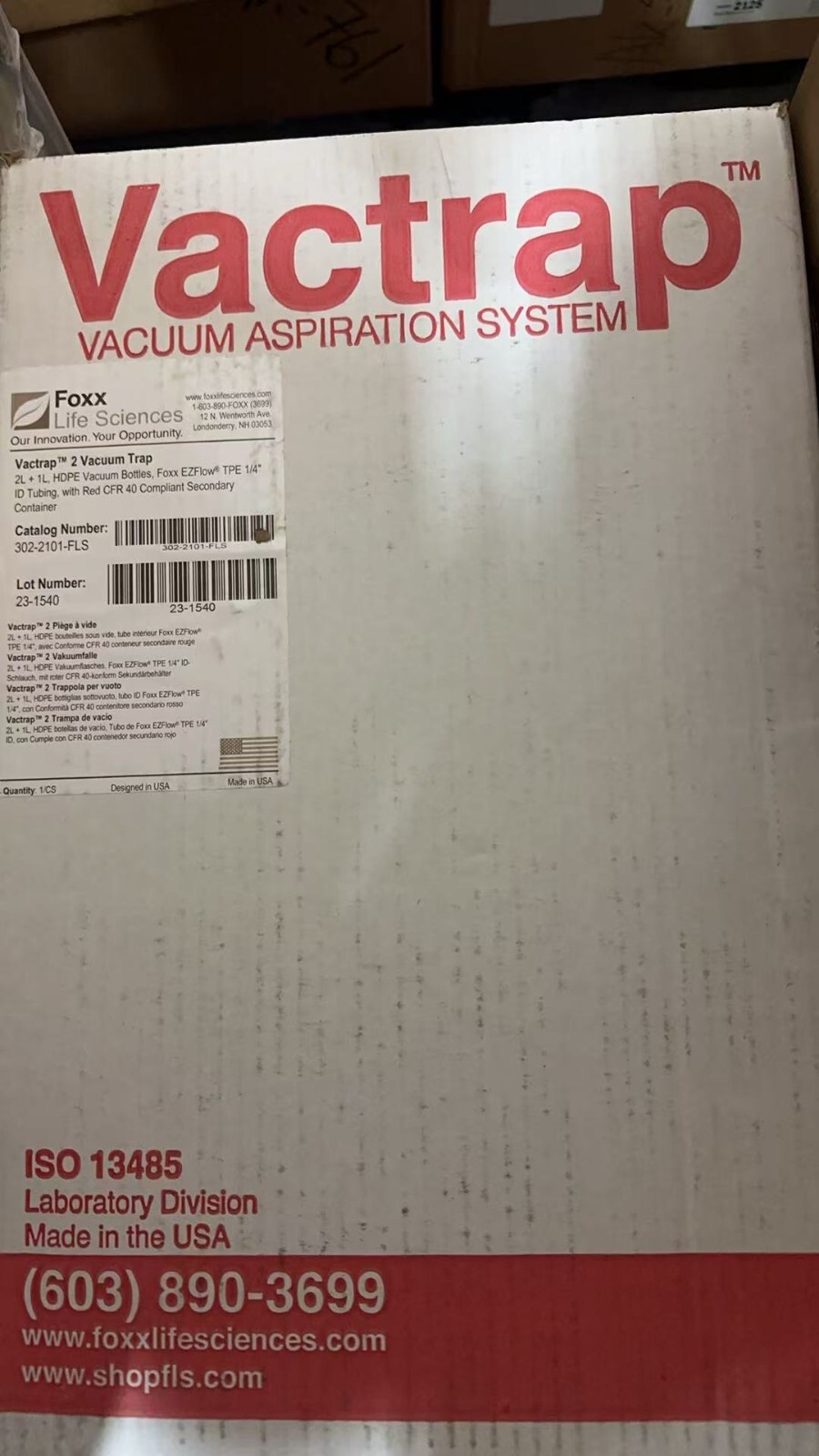 FOXX Vactrap 2 2L + 1L 1/4" ID Tubing Red Bin 302-2101-FLS