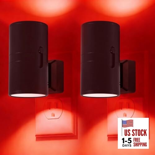 670nm Red Light Night Light for Sleep - Zero Blue Light, Adjustable 2 Pack