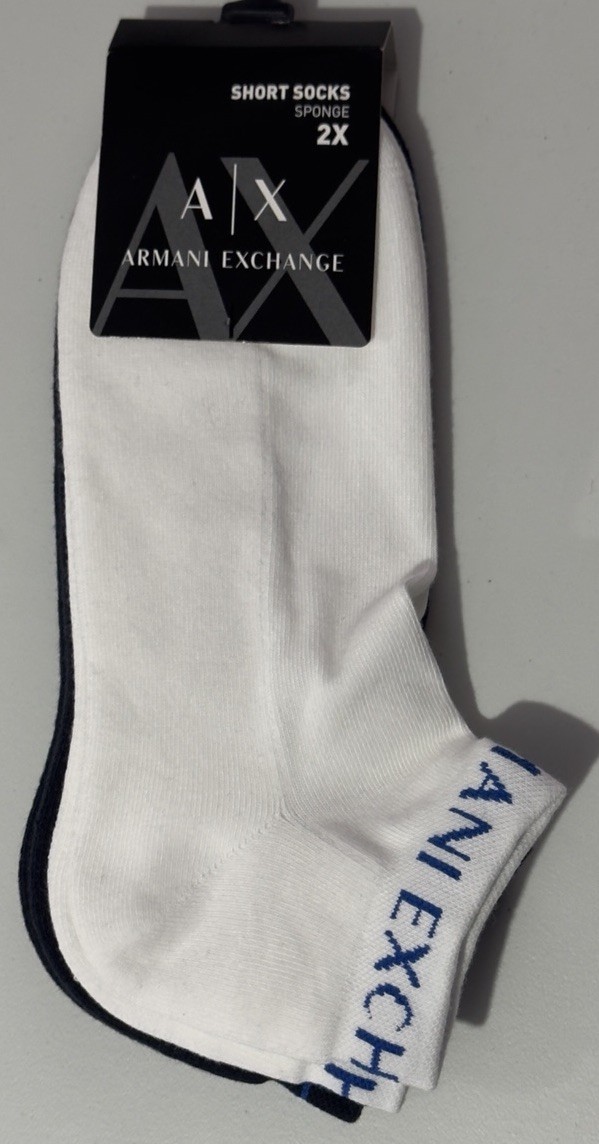 New Armani Exchange Short Sponge Socks 2 Pack