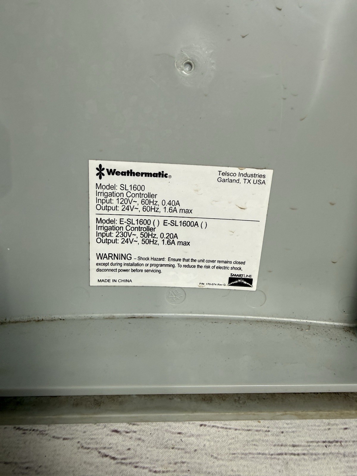 Weathermatic SL-1600 SmartLine Irrigation Controller W/ Key & Case Tested