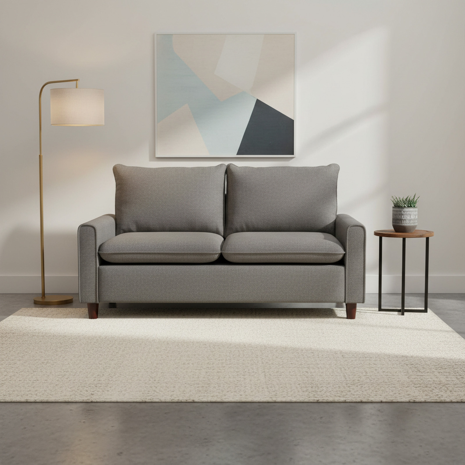 Modern Fabric Loveseat Sleeper Sofa, Dark Grey, 52.36" L