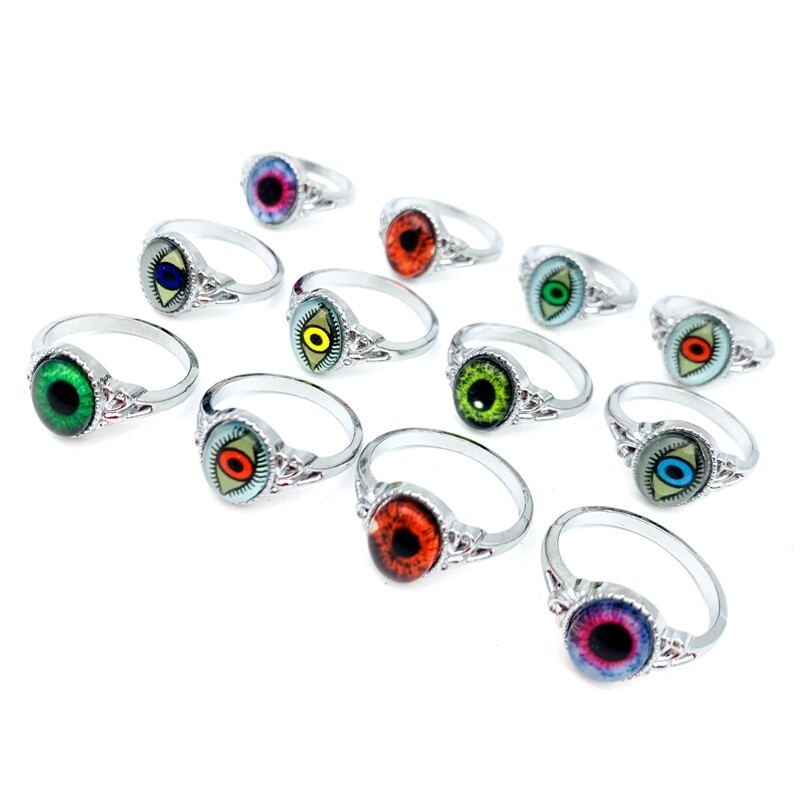 Wholesale 50pcs Silver Evil Eyes Rings For Women Fashion Jewelry Party Gift