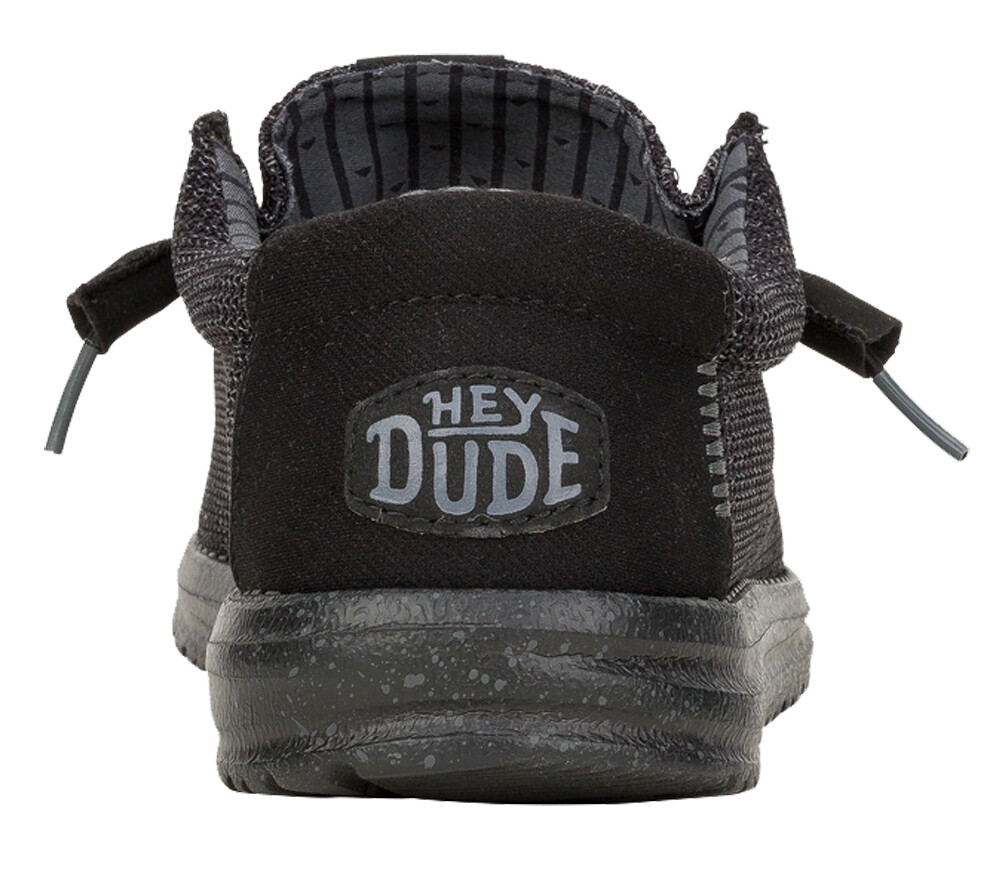 Hey Dude Wally Stretch Mesh Canvas Black Men's Loafer Shoes