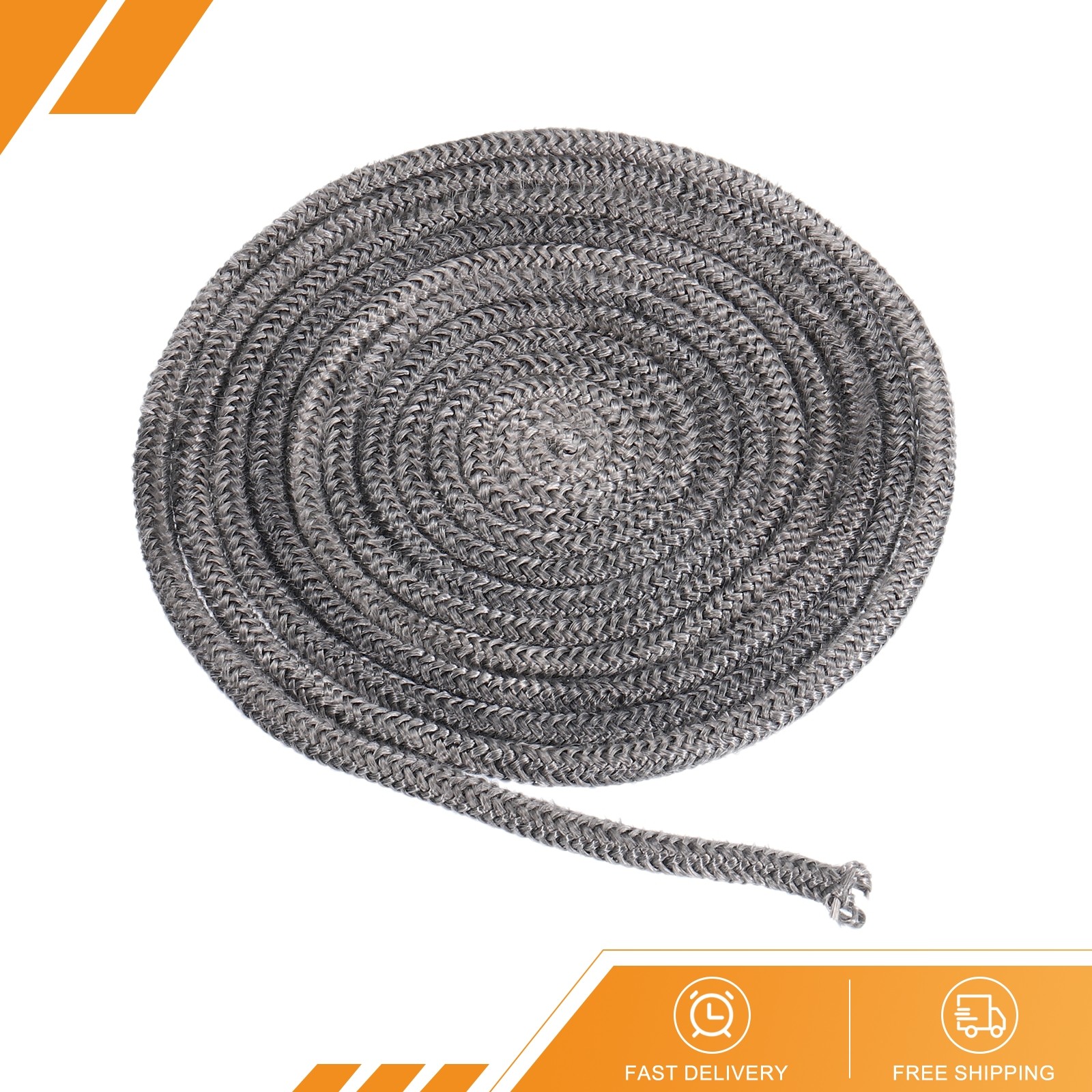 1/4"x118" Wood Stove Gasket Graphite Fiberglass Round Seals Rope Black