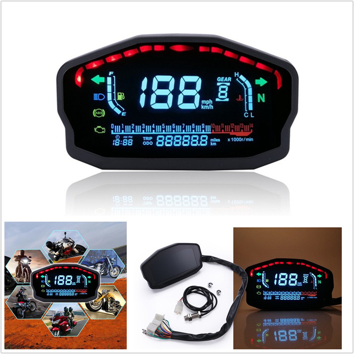 LED LCD Speedometer Digital Odometer Backlight Odometer Motorcycle Parts Durable