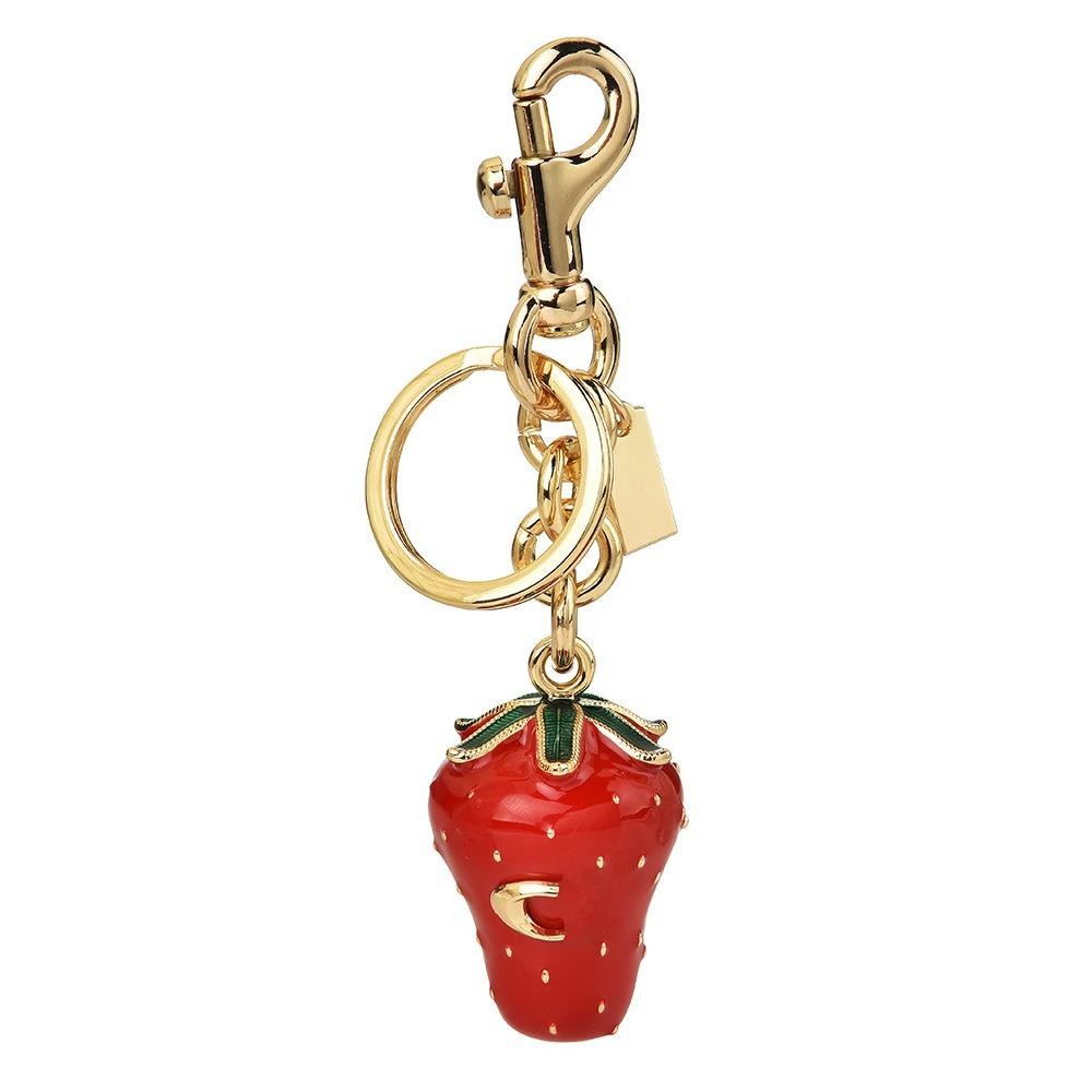 Coach Strawberry Bag Charm Keychain Resin and Metal Brass Keychain Ornament New.