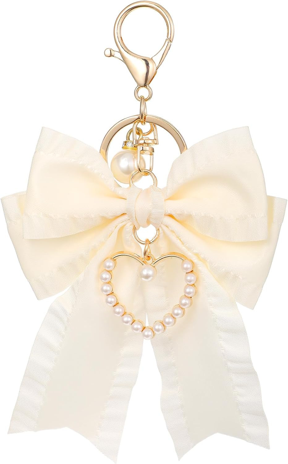 Bow Purse Keychain, Bow Purse Charms for Handbags, Faux Pearl Bowknot Keychains