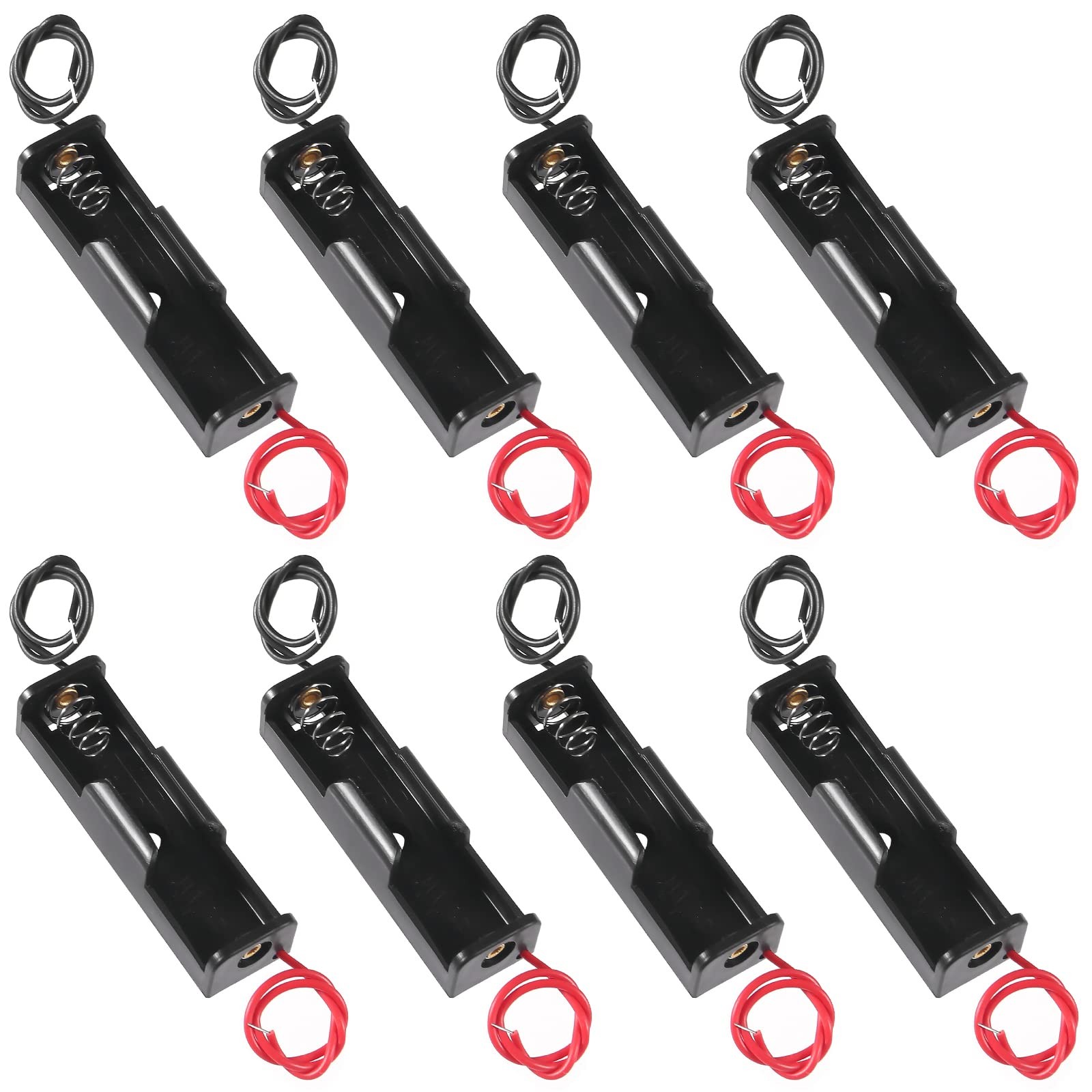 8 Pack Single AA Battery Holder 1.5V Case with Wire Leads 1XAA Storage Connector