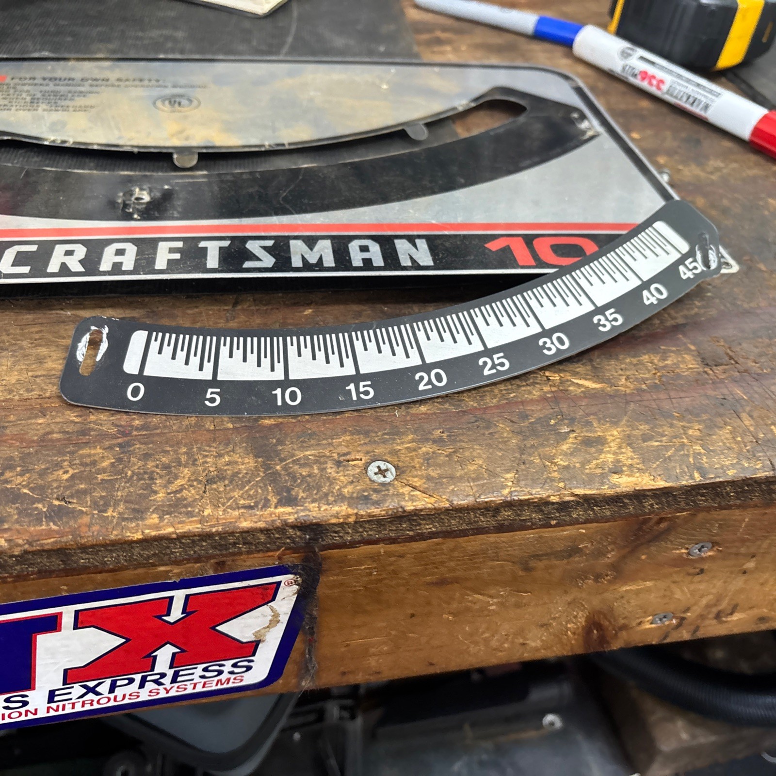 Vintage Sears Craftsman 10" table saw front panel & angle indicator #113.298240
