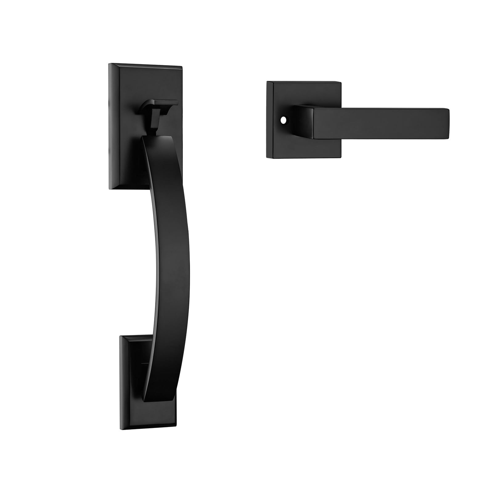 Front Door Handle Dummy Handle Only, Black Door Handleset for Front Door, Ext...