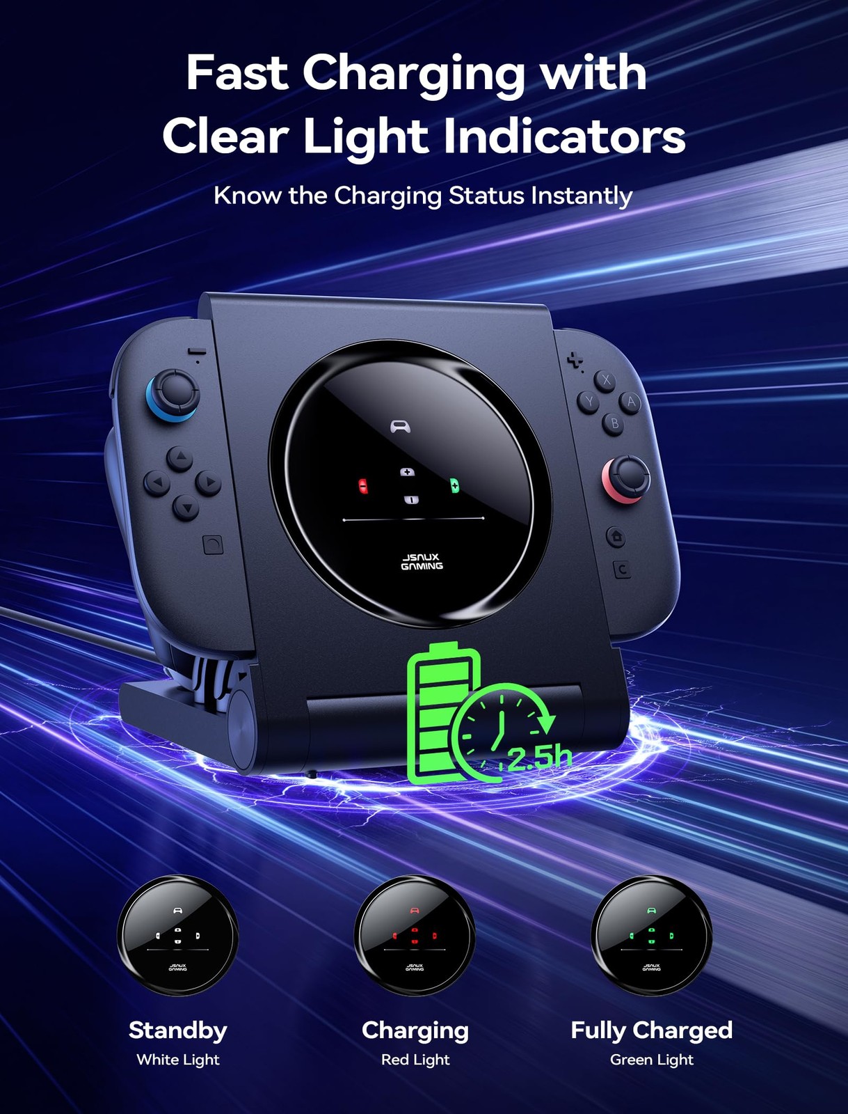 JSAUX Switch Pro Controller and JoyPad 5-in-1 Charging Dock