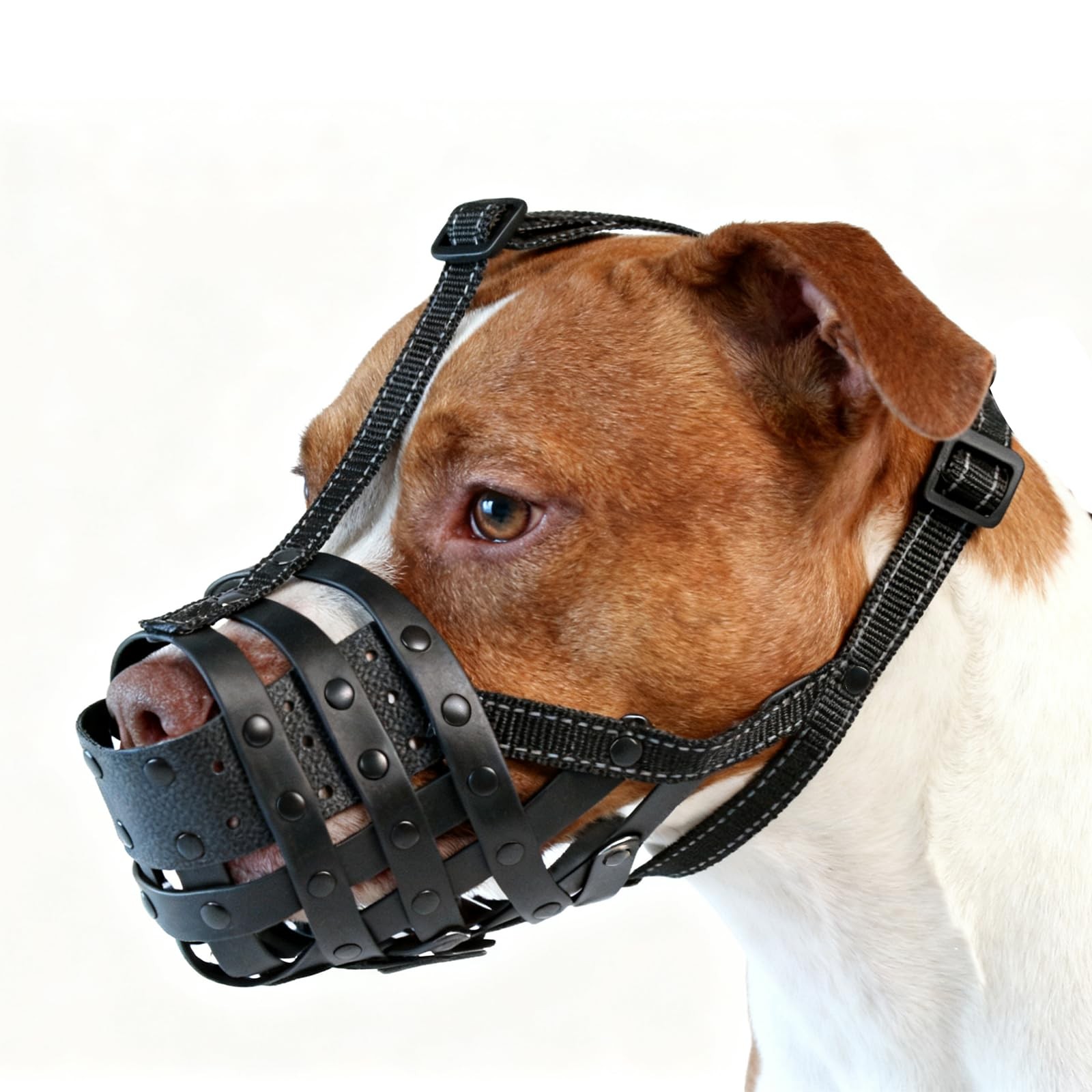PVC Woven Basket Dog Muzzle AntiChewing Breathable Adjustable Fits Medium