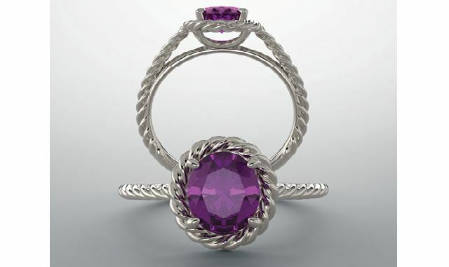 Sterling Silver Round Cut Solitaire Ring Setting - Classic Rope Lasso Style Ring