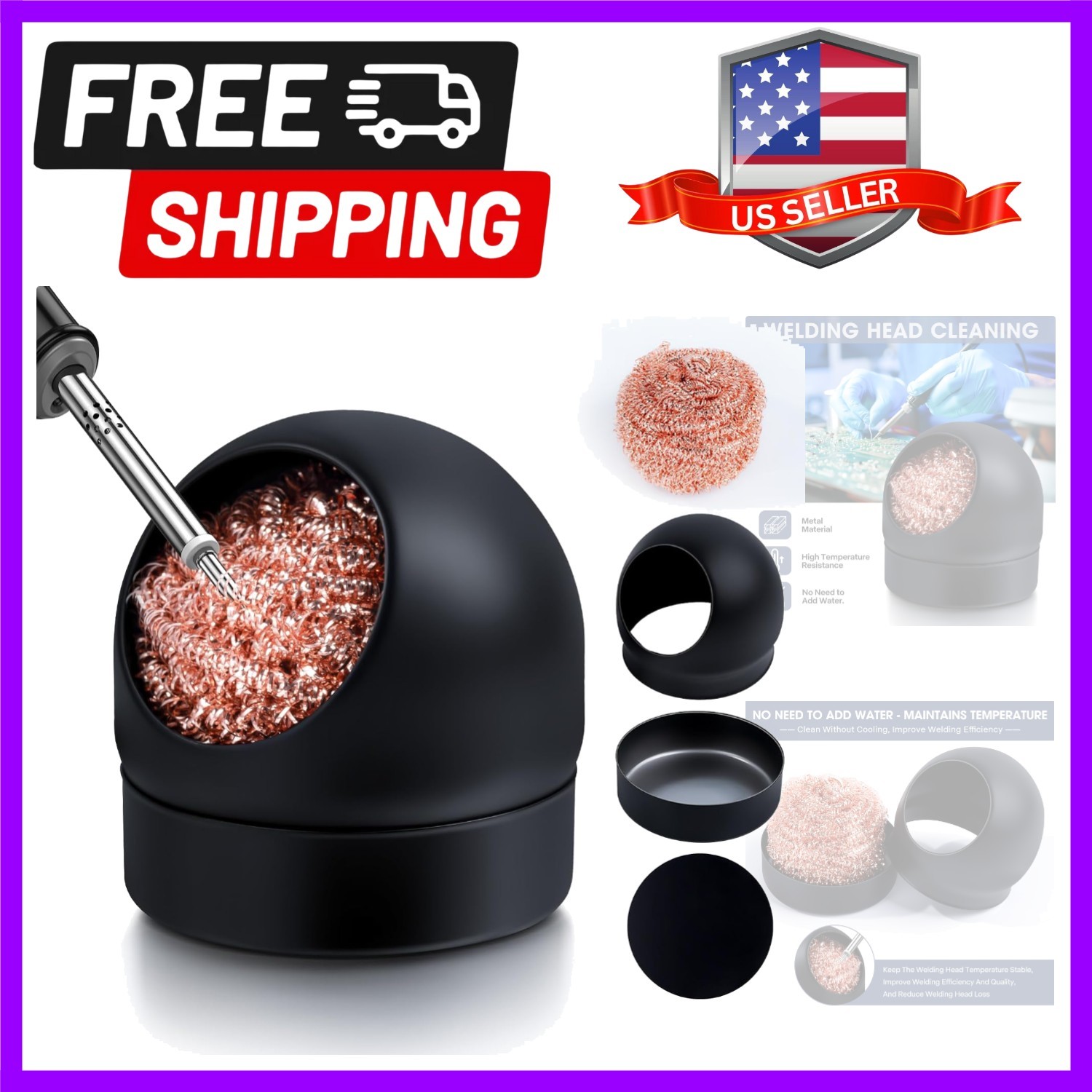 No-Water Soldering Iron Tip Cleaner with Dome Design - Ultimate Clean Solution