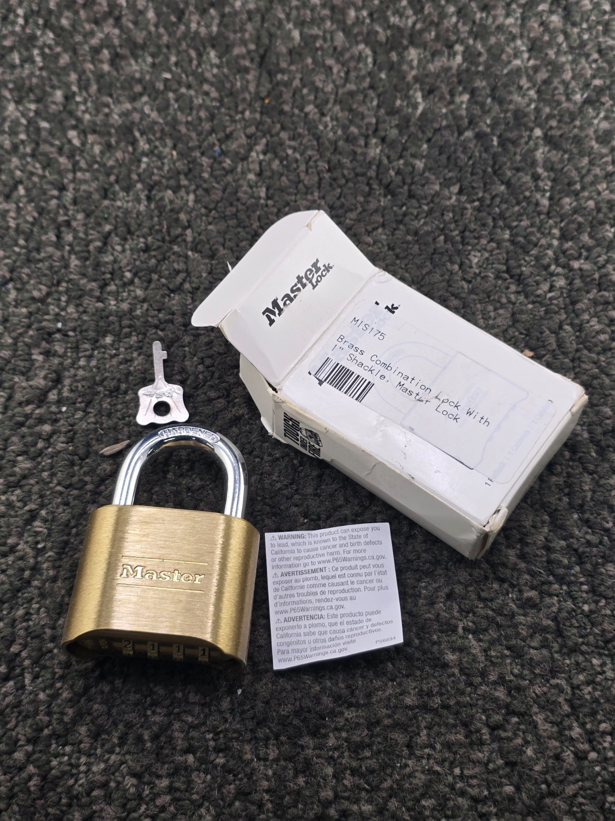 Master Lock 175 4-Digit Resettable Brass Combination Padlock w/ 1-inch Shackle
