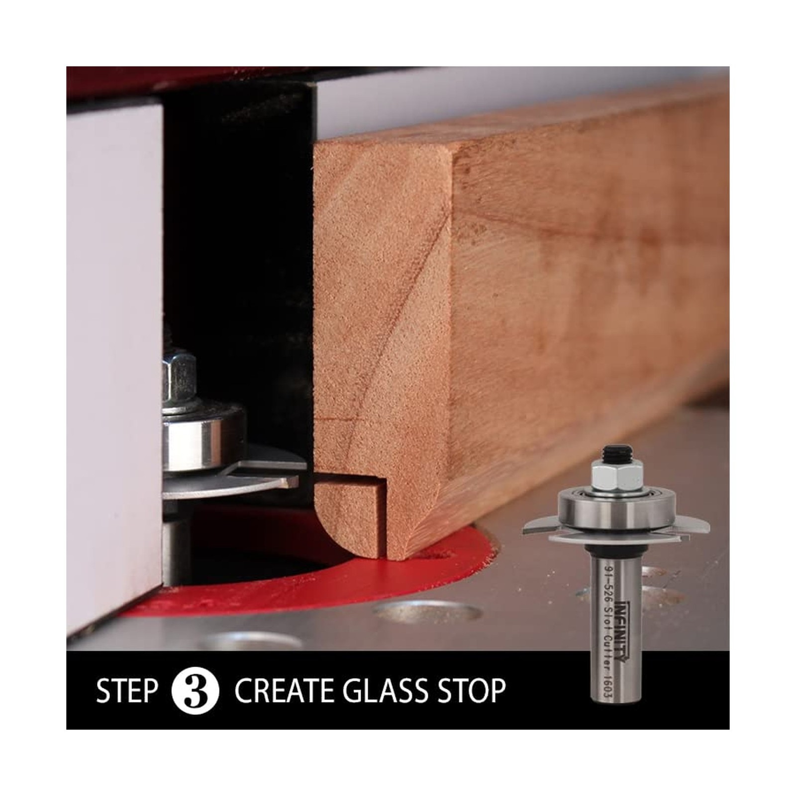 Infinity Cutting Tools 3-Pc. Ultimate Glass Door Making Router Bit Set - Shak...