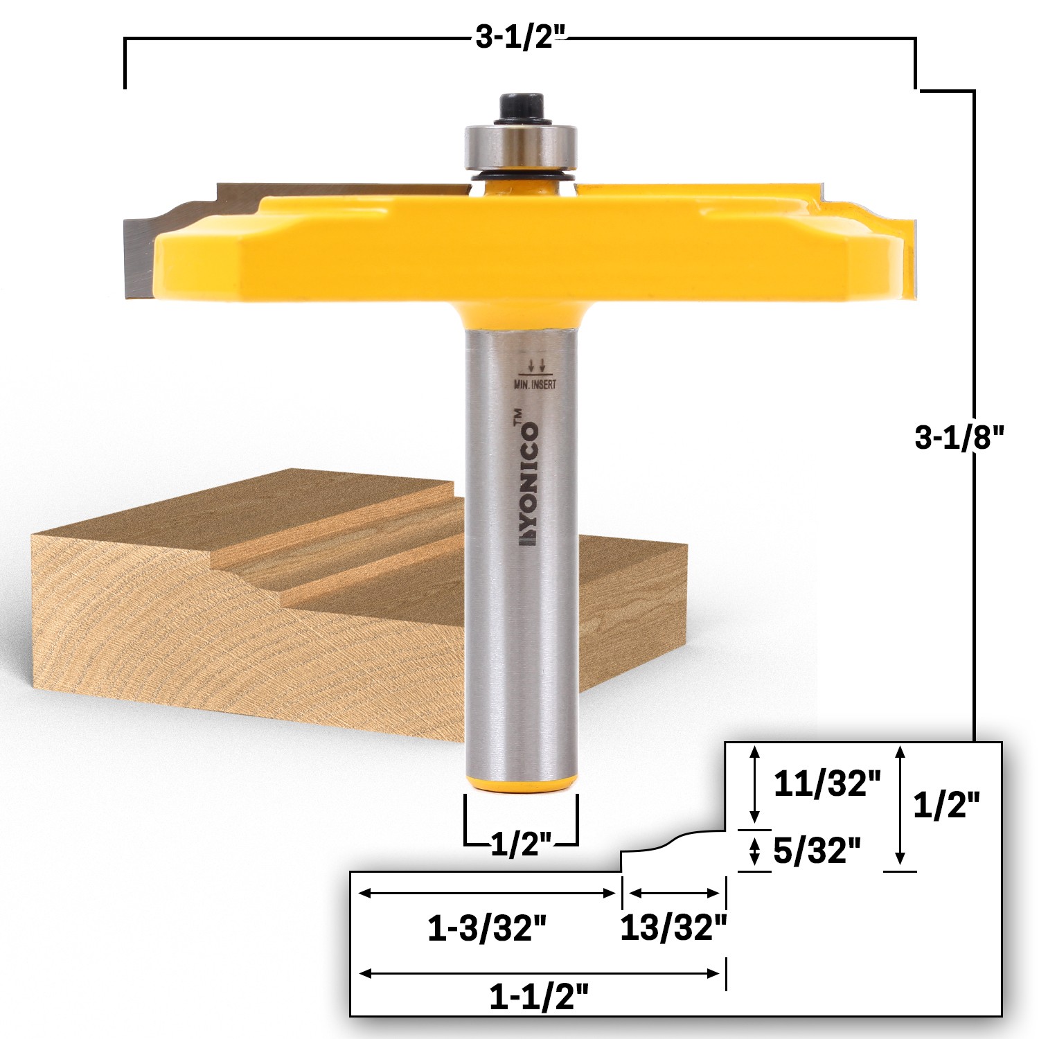 3-1/2" Dia. Brick Mold Exterior Casing Router Bit - 1/2" Shank - Yonico 12139