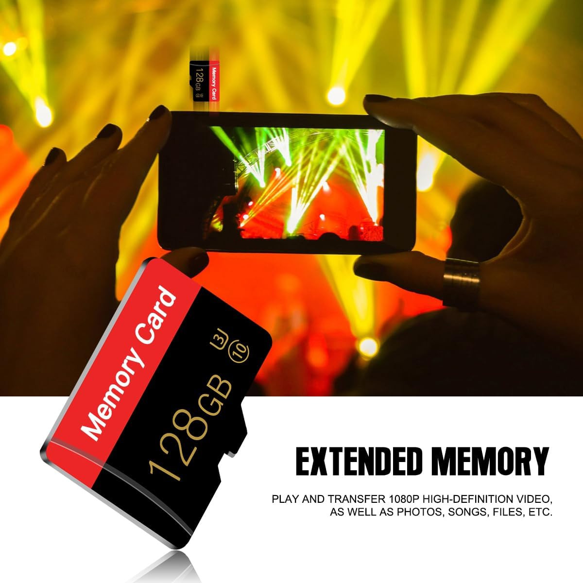 2 Pack Micro Memory Card 128 GB with Adapter, C10/UHS-I/A1 Transflash Card, TF C
