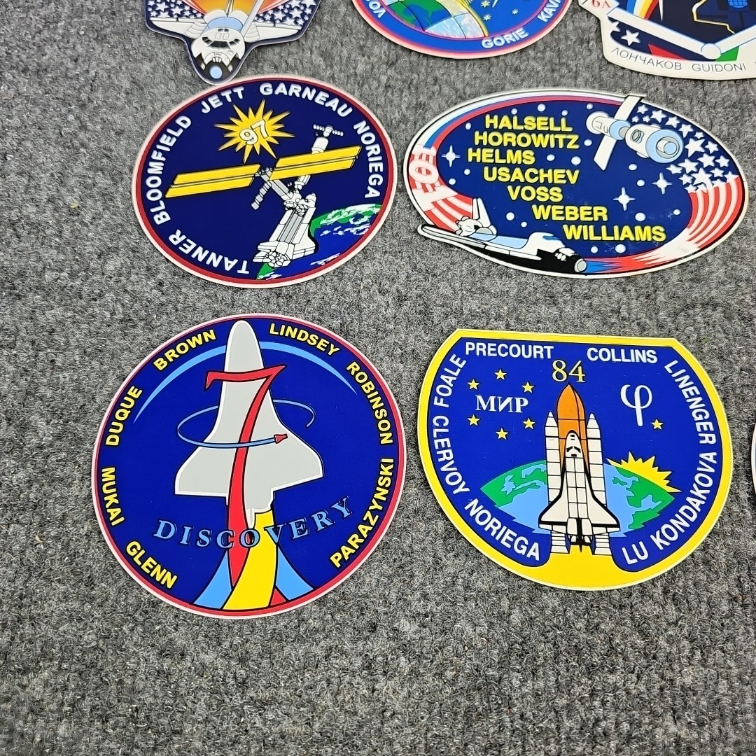 Lot of NASA Mission Stickers Space Shuttle Patch Program Logos Challenger Lab